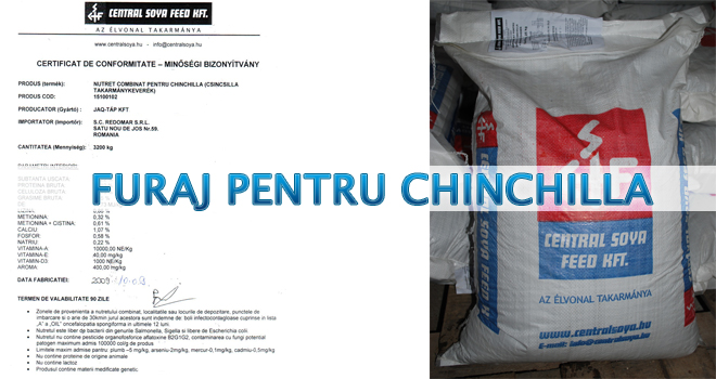 Furaj pentru chinchilla - certificat de conformitate - Redomar SRL